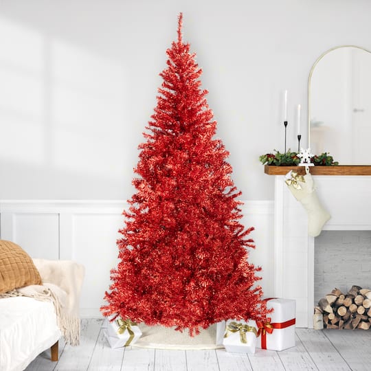 7Ft Unlit Red Artificial Tinsel Christmas Tree By Northlight | 7 ft | Michaels®